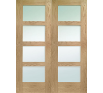 1981 x 1220 x 40mm (48" Internal Oak Shaker Door Pair with Clear Glass